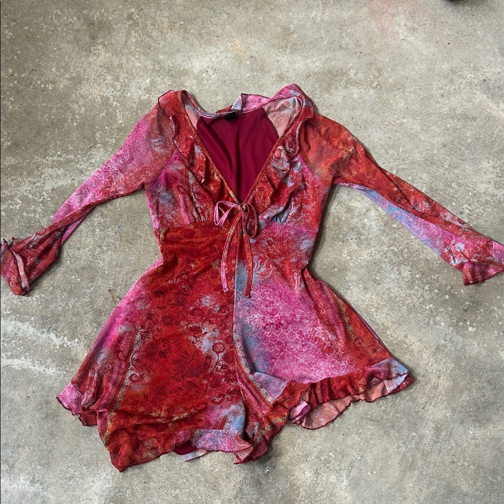 Vibrant Red and Pink Urban Outfitters Romper
